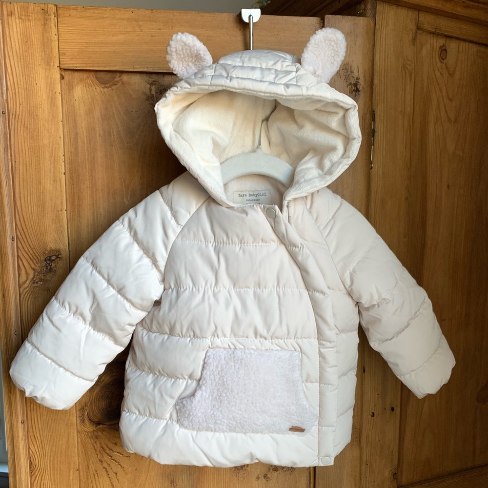 Zara Baby Girl 12-18 months light pink/cream coat